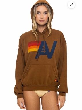 AVIATOR NATION LOGO PULLOVER RELAXED HOODIE - CINNAMON